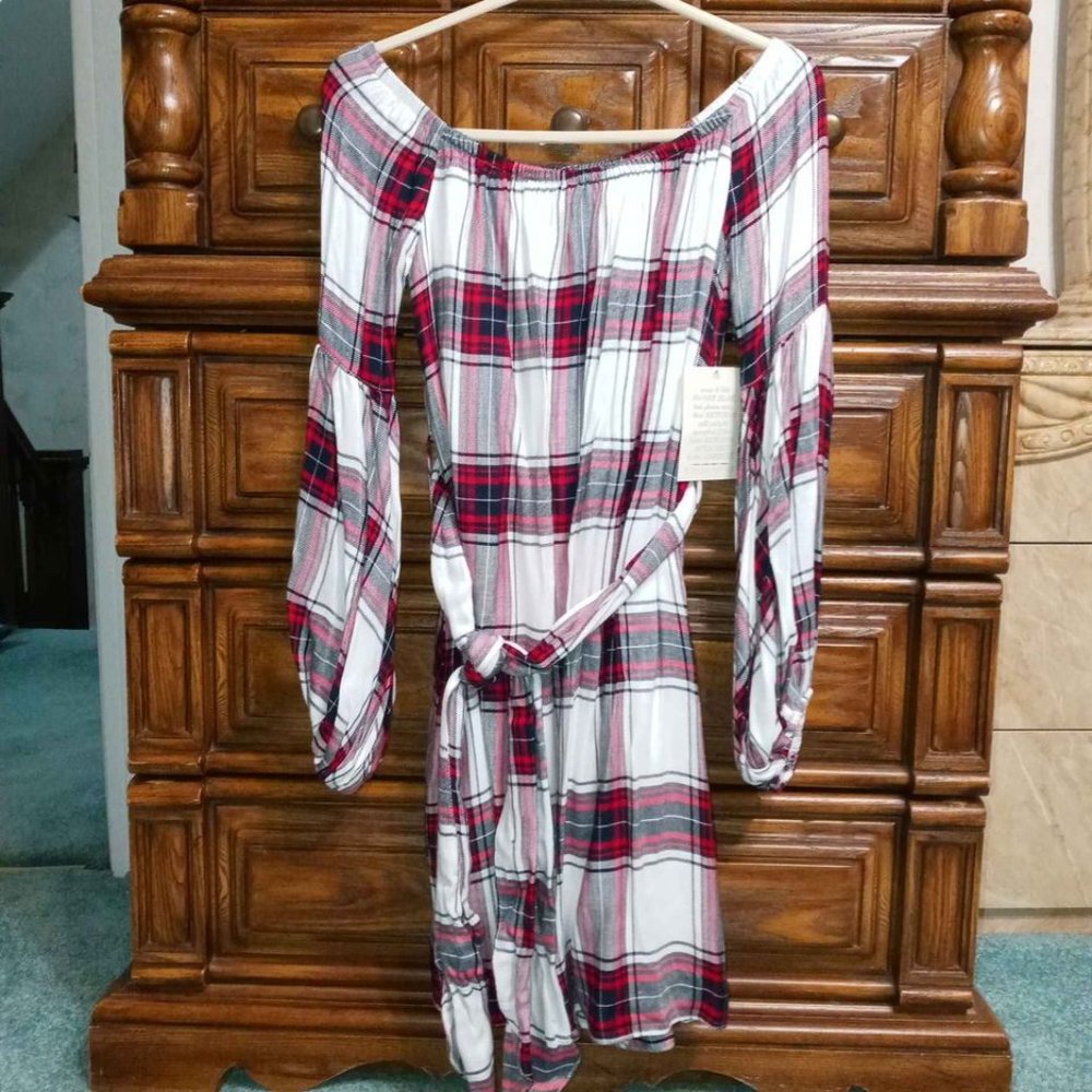 Boston proper plaid dress size S new with tags